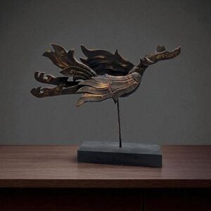Thailand Carved Dragon/ Phoenix Flying Dewi Sculpture